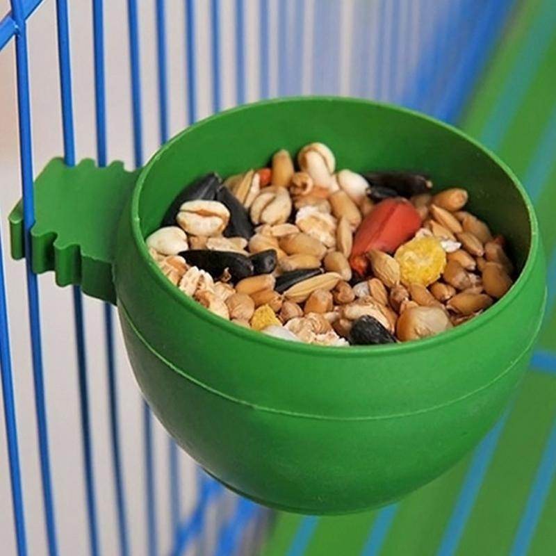 Mini bol d'eau et de nourriture en plastique vert pour perroquets, 3 pièces/ensemble, mangeoire en plastique pour oiseaux, Pigeons, Cage, tasse de sable, outil d'alimentation, accessoire - Animaleriex