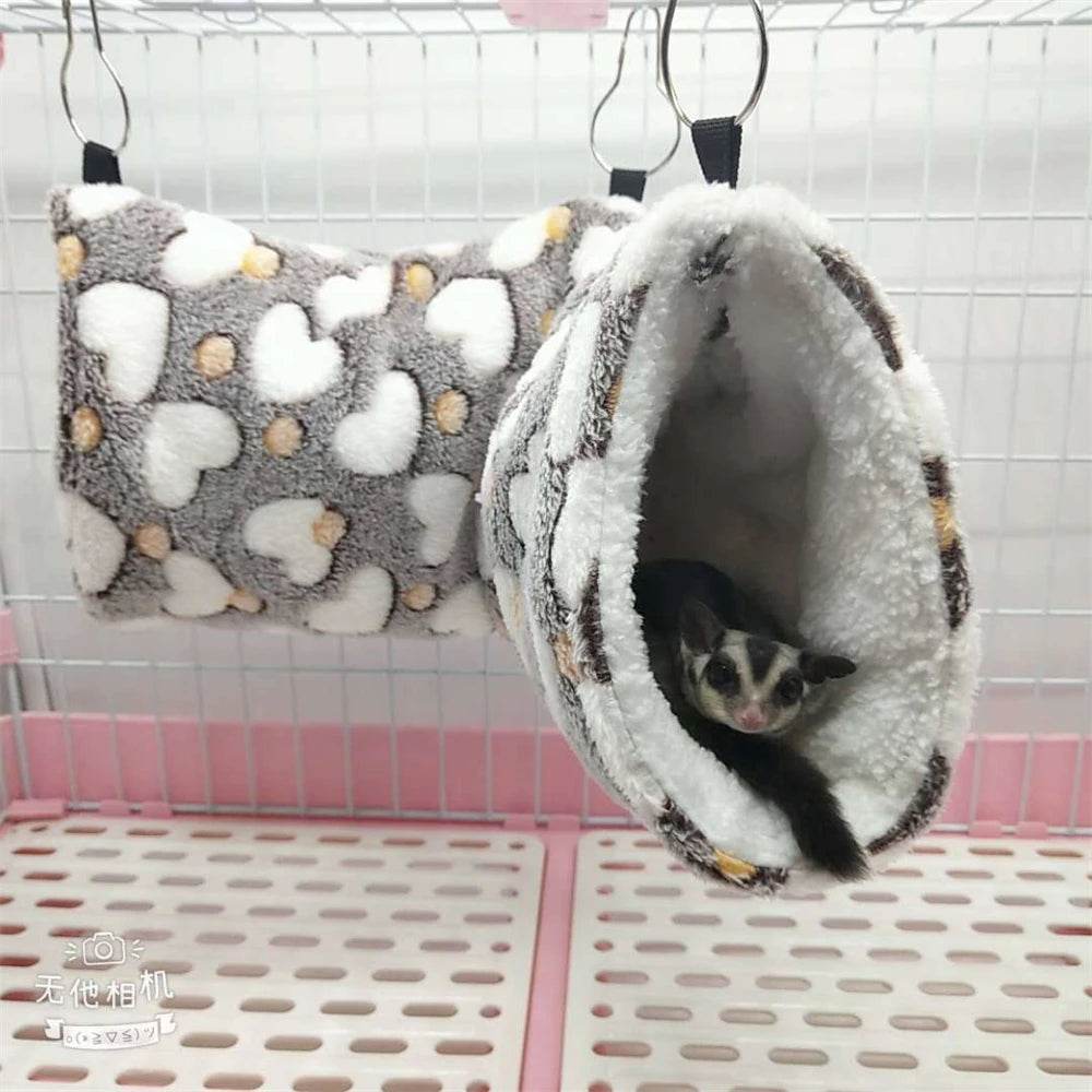 Hamsters en peluche en coton Solf en forme de cœur, Tunnels de jeu, nid chaud d'hiver pour furet, cochons d'inde, écureuils, petits jouets pour animaux de compagnie, accessoires - Animaleriex