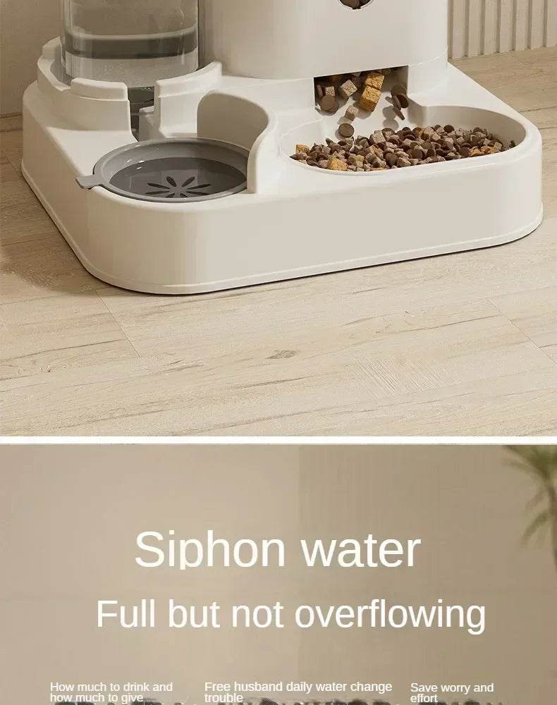 Mangeoire automatique chat chien bol de nourriture avec fontaine d'eau animal de compagnie grande capacité support surélevé bol pour chat abreuvoir accessoires - Animaleriex