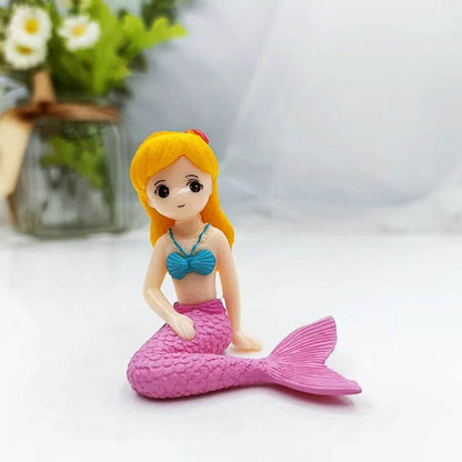 Décoration d'aquarium en plastique, petite sirène, Figurines miniatures, décoration de gâteau à faire soi-même, accessoires artisanaux de bureau - Animaleriex