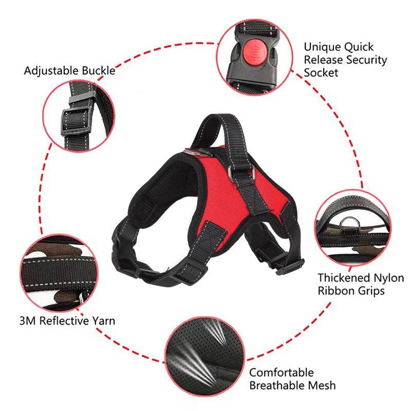 Harnais de selle réfléchissant pour chien, réglable, pour animaux de compagnie, sans traction, entraînement à la marche, pour petits, moyens et grands chiens, sangle de poitrine, produit - Animaleriex