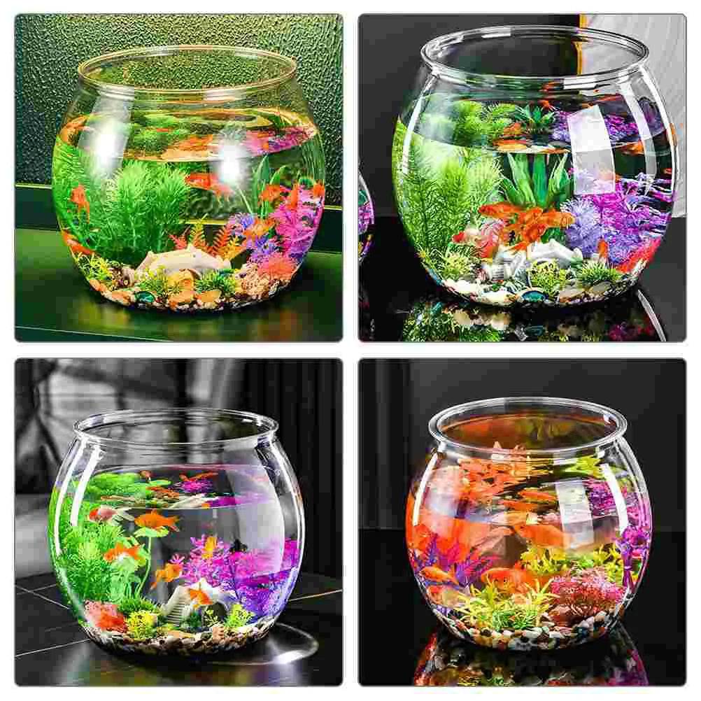 Bol à poisson rond transparent en plastique, Pot de réservoir pour Aquarium, Pot pour la neige, salon, table, Aquarium écologique - Animaleriex