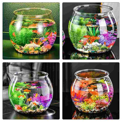 Bol à poisson rond transparent en plastique, Pot de réservoir pour Aquarium, Pot pour la neige, salon, table, Aquarium écologique - Animaleriex