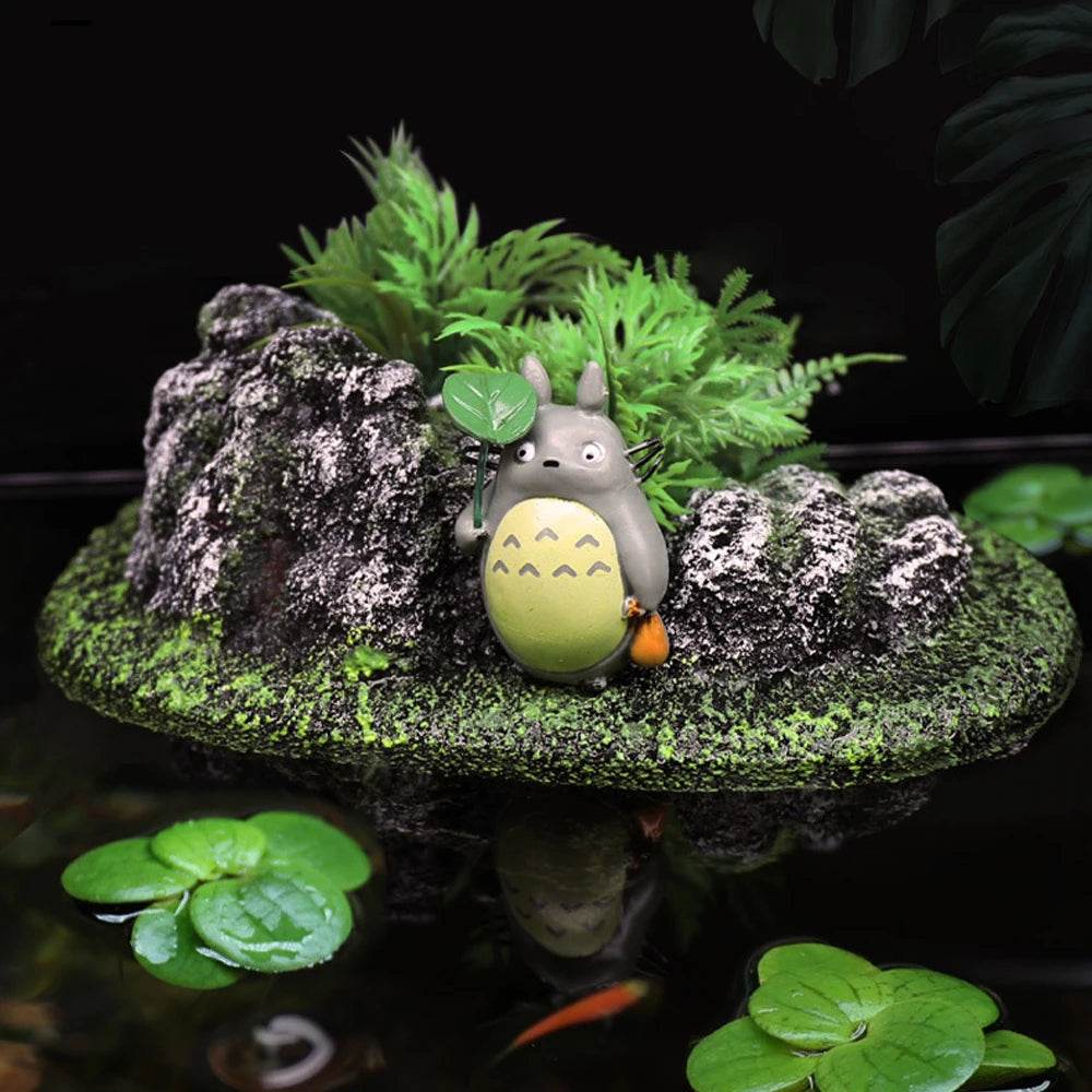 Aquarium d'île suspendu décoratif, pierre flottante créative, Simulation de plantes, cavernes, ornements artisanaux, accessoires d'aquarium - Animaleriex
