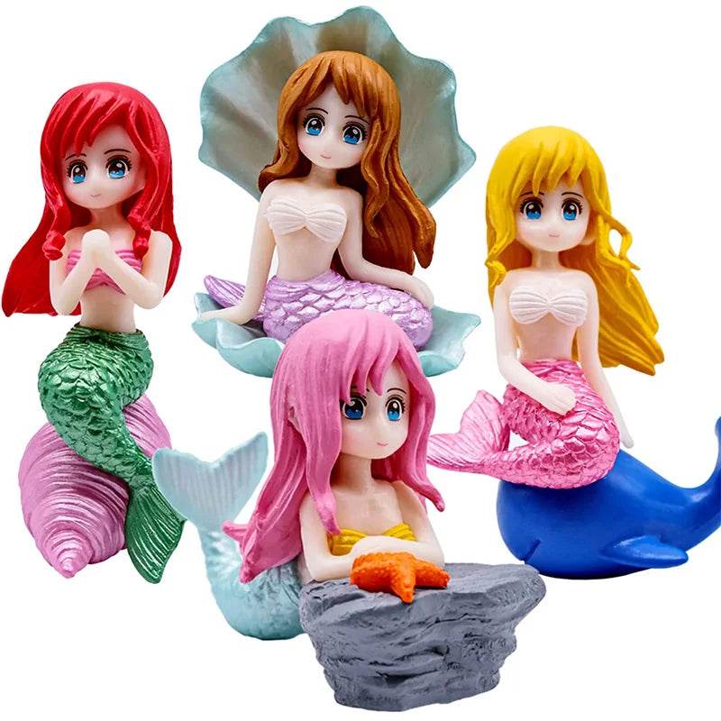 Décoration d'aquarium en plastique, petite sirène, Figurines miniatures, décoration de gâteau à faire soi-même, accessoires artisanaux de bureau - Animaleriex