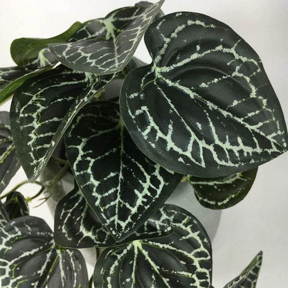 Plante de Terrarium artificielle pour amphibiens de reptiles, pour réservoir, décorations d'habitat pour animaux de compagnie, feuilles tropicales réalistes, feuille en plastique, rotin - Animaleriex