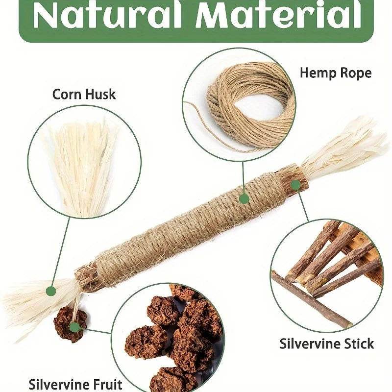 Jouets pour chats, bâton à mâcher en vigne argentée, Polygonum Kitty, herbe de raphia, fournitures pour animaux de compagnie, bâton de nettoyage des dents, morsure d'animal de compagnie, jouet pour chat, corde de chanvre, 1 pièce - Animaleriex