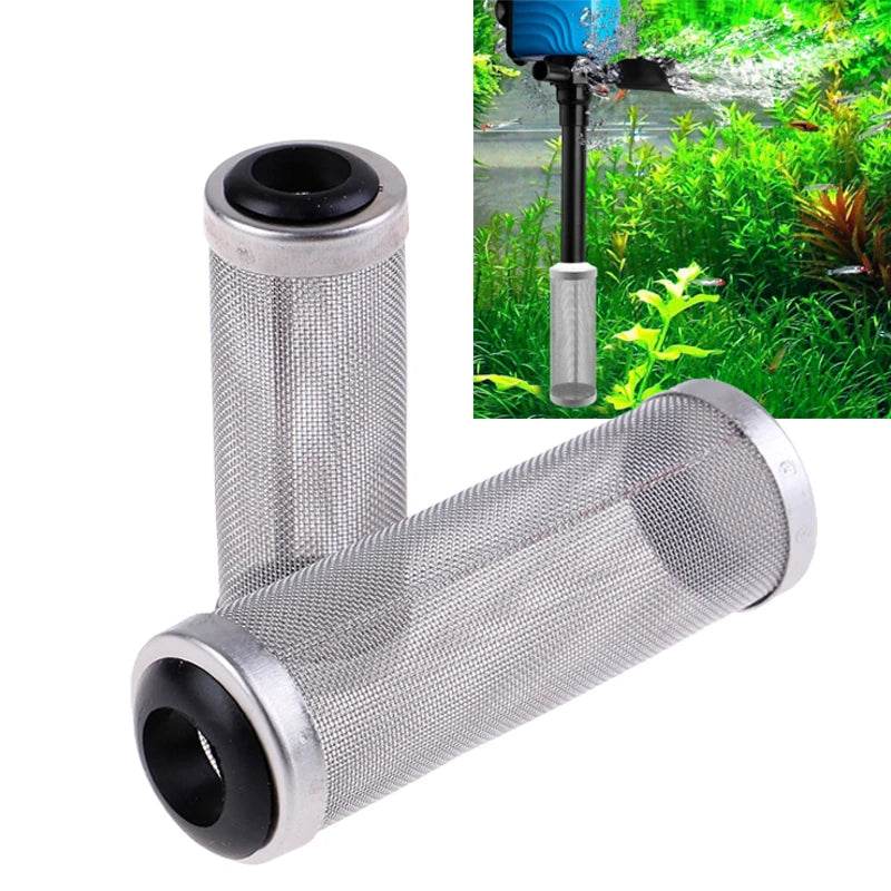 Filtre d'entrée d'aquarium 12/16mm, filet à mailles en acier inoxydable, accessoires de filtre de réservoir de poisson, filtre d'admission, couvercle de préfiltre - Animaleriex