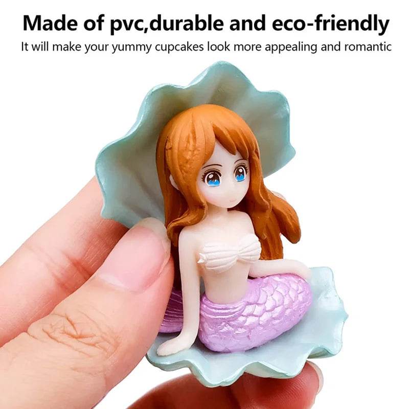 Décoration d'aquarium en plastique, petite sirène, Figurines miniatures, décoration de gâteau à faire soi-même, accessoires artisanaux de bureau - Animaleriex