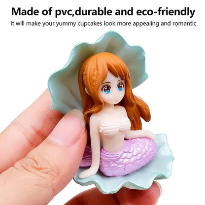 Décoration d'aquarium en plastique, petite sirène, Figurines miniatures, décoration de gâteau à faire soi-même, accessoires artisanaux de bureau - Animaleriex