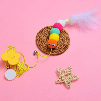 Jouets pour animaux de compagnie, bâton amusant pour chaton, corde élastique auto-salut, forme de libellule, cloche à plumes, bâton de taquin suspendu, balançoire, milliers - Animaleriex