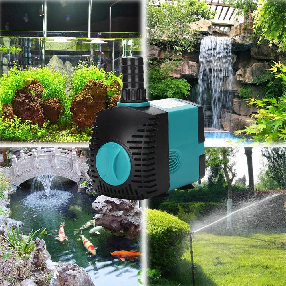 Pompe de fontaine d'eau Submersible Ultra silencieuse 3-60W, filtre pour étang à poissons, pompe à eau d'aquarium, fontaine de réservoir EU US 220V-240V - Animaleriex