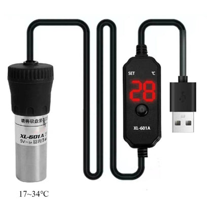 Chauffage d'aquarium réglable submersible 20 W/25 W avec affichage numérique, contrôleur de température externe 18-34 °C USB Mini - Animaleriex