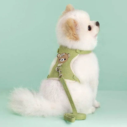 Ensemble de laisse de harnais pour animaux de compagnie, mignon, pour petits chiens de taille moyenne, chat, laisse de marche, Chihuahua, lapin, gilet, harnais, collier de caniche, accessoires pour chiens - Animaleriex