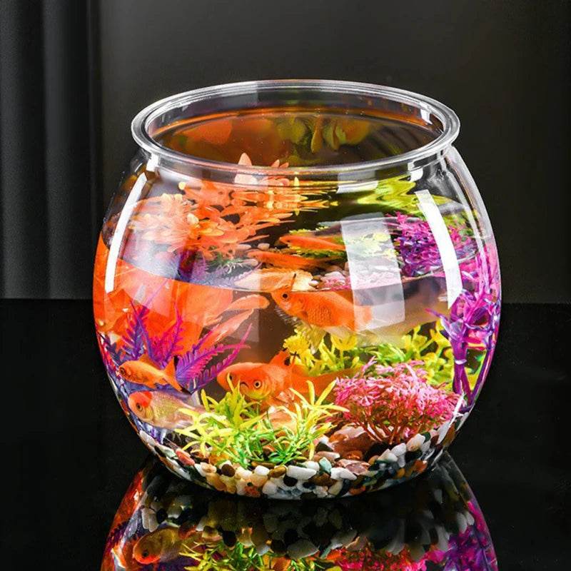 Bol à poisson rond transparent en plastique, Pot de réservoir pour Aquarium, Pot pour la neige, salon, table, Aquarium écologique - Animaleriex