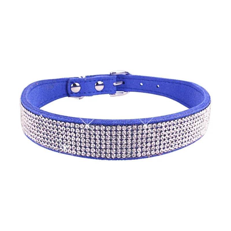 Collier pour chien en Fiber de daim et cristal, confortable, à paillettes, strass, en alliage de Zinc, avec boucle, pour petits chiens et chats, XXS-L - Animaleriex