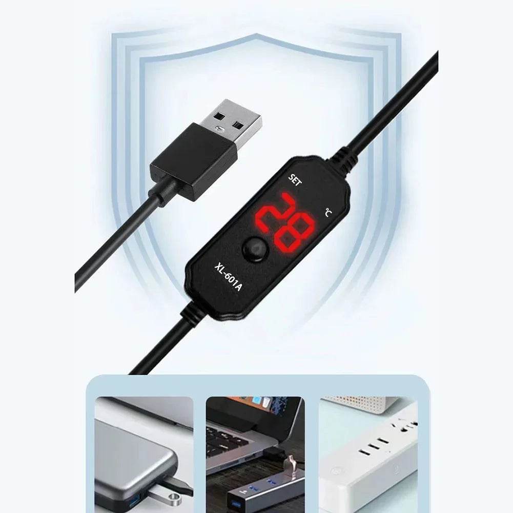 Chauffage d'aquarium réglable submersible 20 W/25 W avec affichage numérique, contrôleur de température externe 18-34 °C USB Mini - Animaleriex