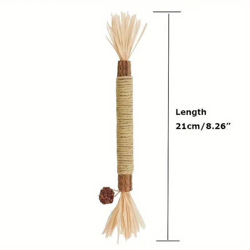 Jouets pour chats, bâton à mâcher en vigne argentée, Polygonum Kitty, herbe de raphia, fournitures pour animaux de compagnie, bâton de nettoyage des dents, morsure d'animal de compagnie, jouet pour chat, corde de chanvre, 1 pièce - Animaleriex
