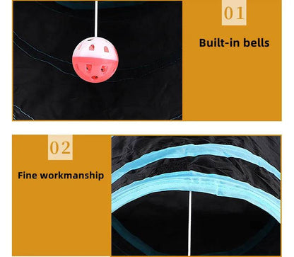 Tunnel pour chat, fournitures pour animaux de compagnie, Tunnel de jeu S T Pass pliable, jouet pour chat, baril de forage respirant pour papier fort d'intérieur - Animaleriex
