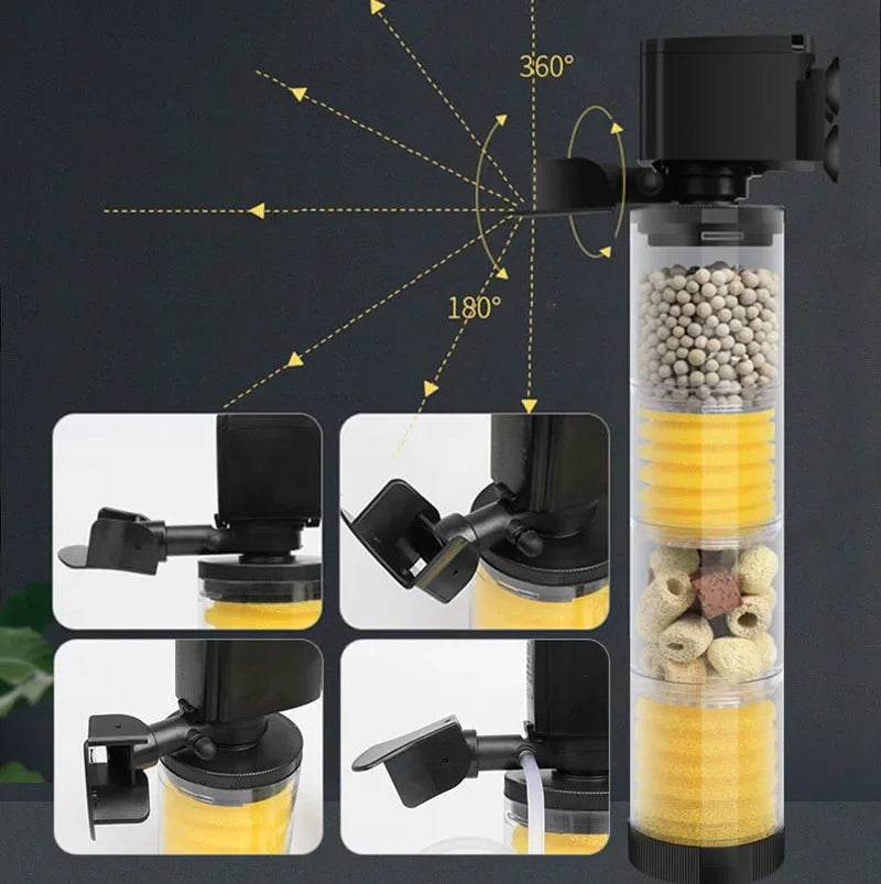 Filtre silencieux 220V 50Hz pour Aquarium, tortue, poisson, pompe à eau Submersible, Bio éponge, écumoire, fabricant de vagues, accessoires de filtres - Animaleriex