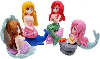 Décoration d'aquarium en plastique, petite sirène, Figurines miniatures, décoration de gâteau à faire soi-même, accessoires artisanaux de bureau - Animaleriex