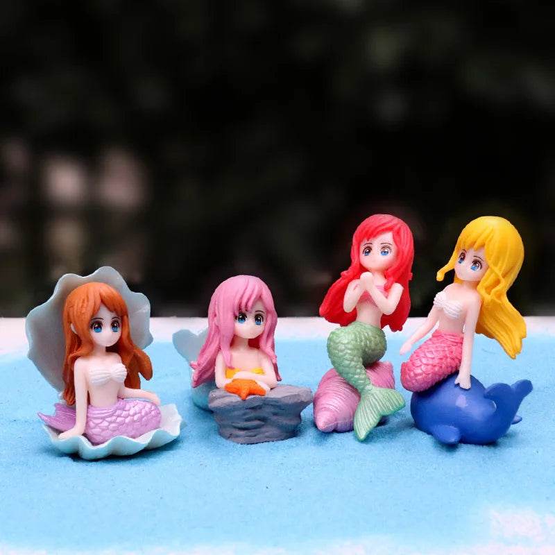 Décoration d'aquarium en plastique, petite sirène, Figurines miniatures, décoration de gâteau à faire soi-même, accessoires artisanaux de bureau - Animaleriex