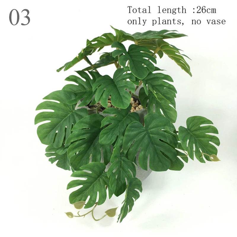 Plante de Terrarium artificielle pour amphibiens de reptiles, pour réservoir, décorations d'habitat pour animaux de compagnie, feuilles tropicales réalistes, feuille en plastique, rotin - Animaleriex