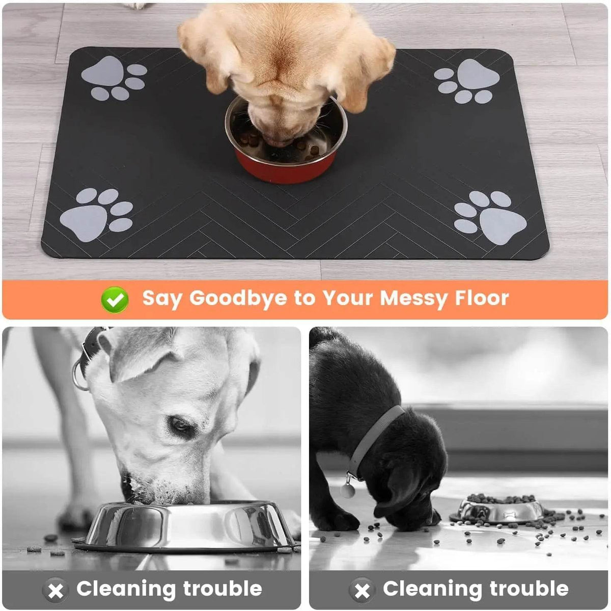 Tapis d'alimentation pour animaux de compagnie, napperon absorbant pour bol de nourriture et d'eau, avec support en caoutchouc imperméable, tapis d'eau à séchage rapide pour chien et chat - Animaleriex