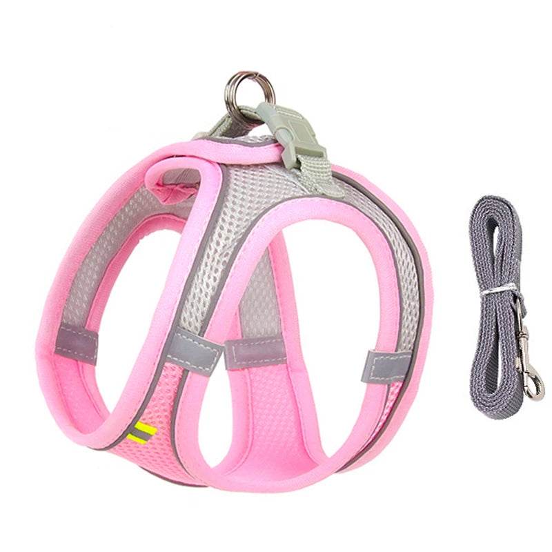 Ensemble de laisse de harnais pour chien pour petits chiens, harnais réglable pour chiot et chat, gilet bouledogue français, Chihuahua, carlin, laisse de marche en plein air - Animaleriex