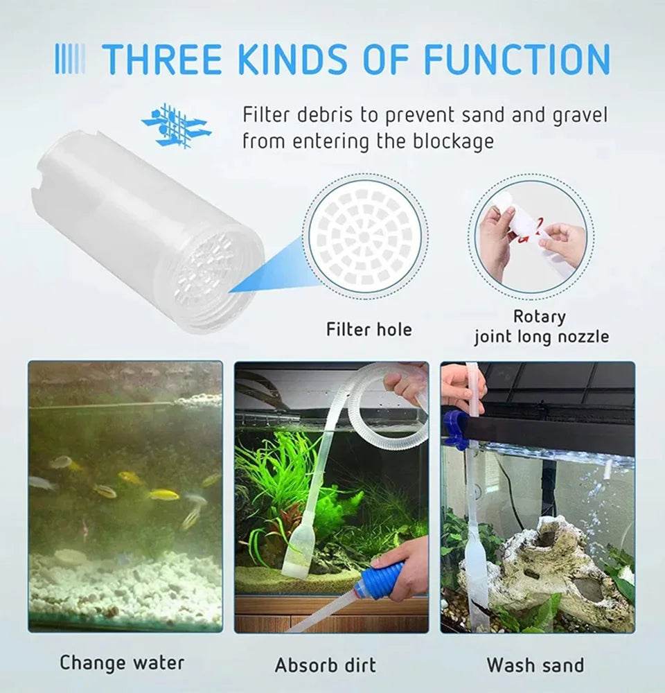 Siphon à changement d'eau pour Aquarium gris de qualité supérieure, tuyau mètre Flexible | Nettoyeur de gravier facile à utiliser - Animaleriex