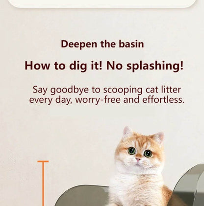 Bac à litière ouvert pour chat, toilettes épaisses pour animaux de compagnie, semi-fermées, résistantes aux éclaboussures, avec cuillère à litière, fournitures pour chats - Animaleriex