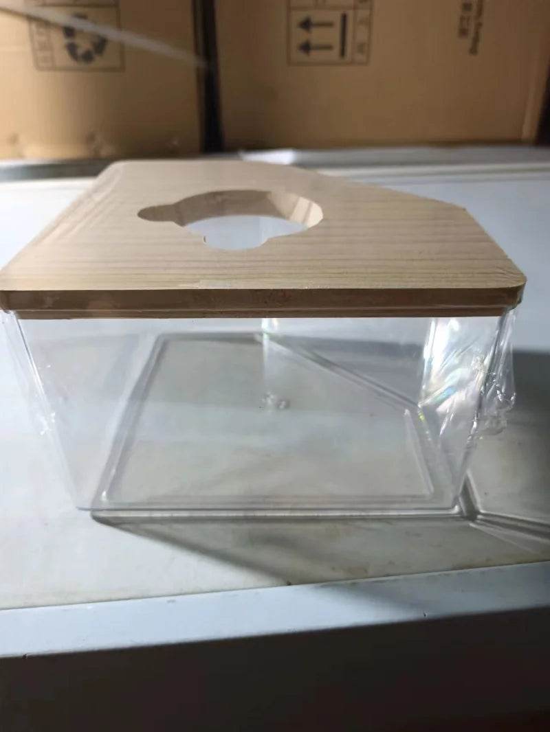 Hamster salle de bain maison bac à sable entièrement Transparent Urine sable bassin ours doré fournitures sable bain conteneur petite salle de bain pour animaux de compagnie - Animaleriex