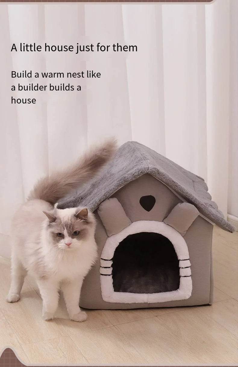 Niche d'intérieur lavable pour chat et chien, toutes saisons, coussin doux et amovible, niche pour animaux de petite et moyenne taille, fournitures durables pour animaux de compagnie - Animaleriex