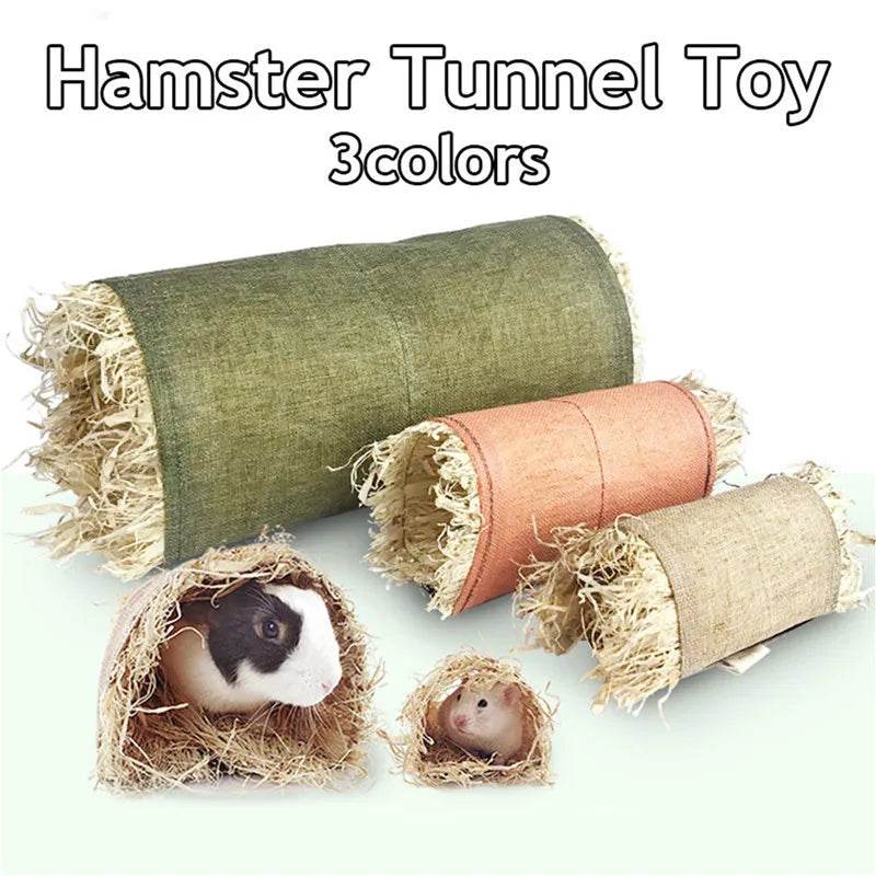 Cages à lapin tissées pliables pour animaux de compagnie, Hamster, cochon d'inde, lapin, herbe, jouet à mâcher, tapis, nid de lit de maison pour petits animaux, accessoires pour lapins - Animaleriex