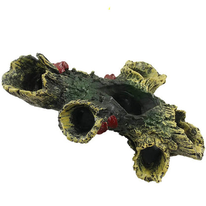 Décor de bûches creuses d'aquarium multifonction en résine, grotte de cachette de poisson Non toxique, décoration en bois mort pour Aquarium - Animaleriex