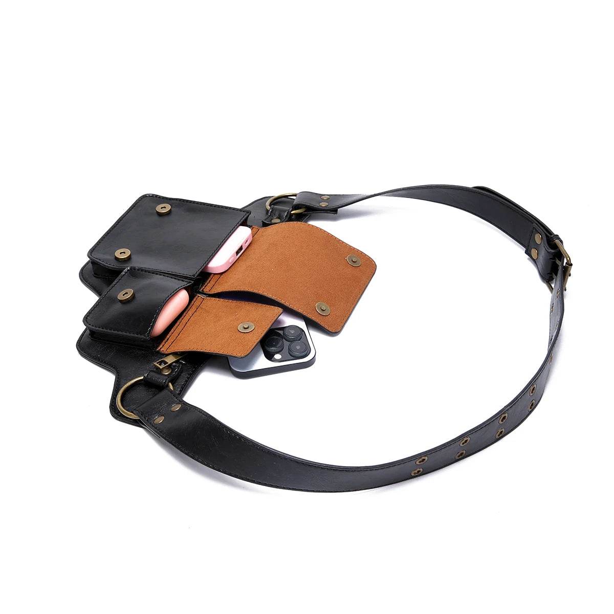 Sac de taille de Style moto Punk Cool, sac de ceinture réglable rétro pour Sports de plein air, sac banane à la mode - Animaleriex