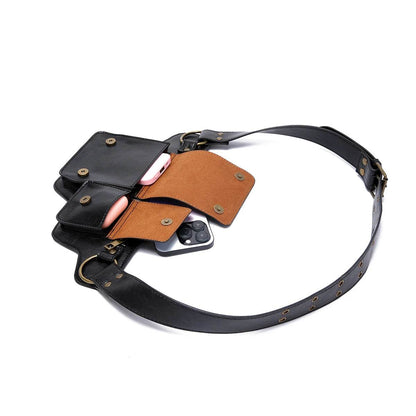 Sac de taille de Style moto Punk Cool, sac de ceinture réglable rétro pour Sports de plein air, sac banane à la mode - Animaleriex