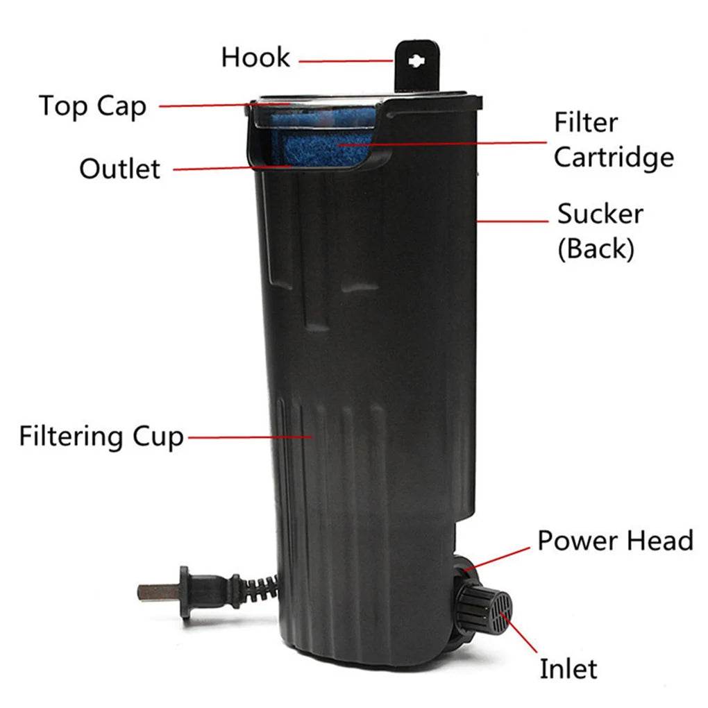 Filtre d'aquarium 5W, faible niveau d'eau, filtre pour Reptile, cascade suspendue, nettoyage en plastique, pompe à eau, Circulation d'eau, tortue - Animaleriex