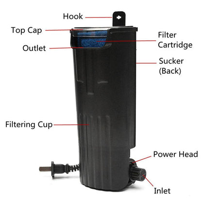 Filtre d'aquarium 5W, faible niveau d'eau, filtre pour Reptile, cascade suspendue, nettoyage en plastique, pompe à eau, Circulation d'eau, tortue - Animaleriex