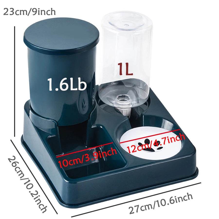 Ensemble de distributeur d'eau automatique pour chat, distributeur automatique d'eau et de nourriture pour animaux de compagnie incliné 2 en 1, distributeur de nourriture et d'eau par gravité - Animaleriex