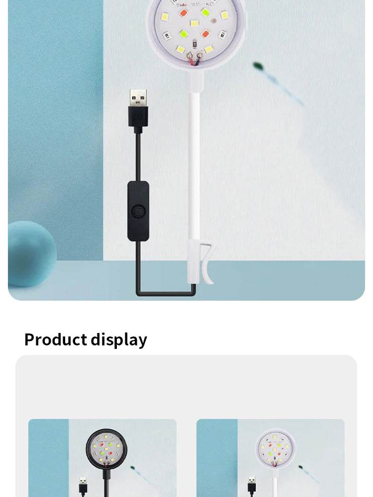 Lumière d'aquarium avec adaptateur LED à clipser, petite lumière USB à spectre complet, éclairage rotatif à 360 ° - Animaleriex