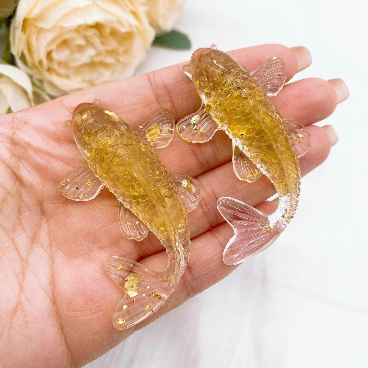 Figurine de poisson Koi porte-bonheur en pierre de cristal naturel, 2.3 pouces, Mini Quartz, Statue de carpe fantaisie, décoration de maison, ornement de bureau, cadeau - Animaleriex