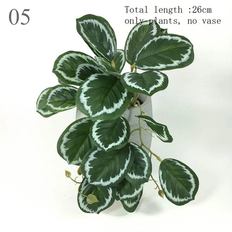 Plante de Terrarium artificielle pour amphibiens de reptiles, pour réservoir, décorations d'habitat pour animaux de compagnie, feuilles tropicales réalistes, feuille en plastique, rotin - Animaleriex