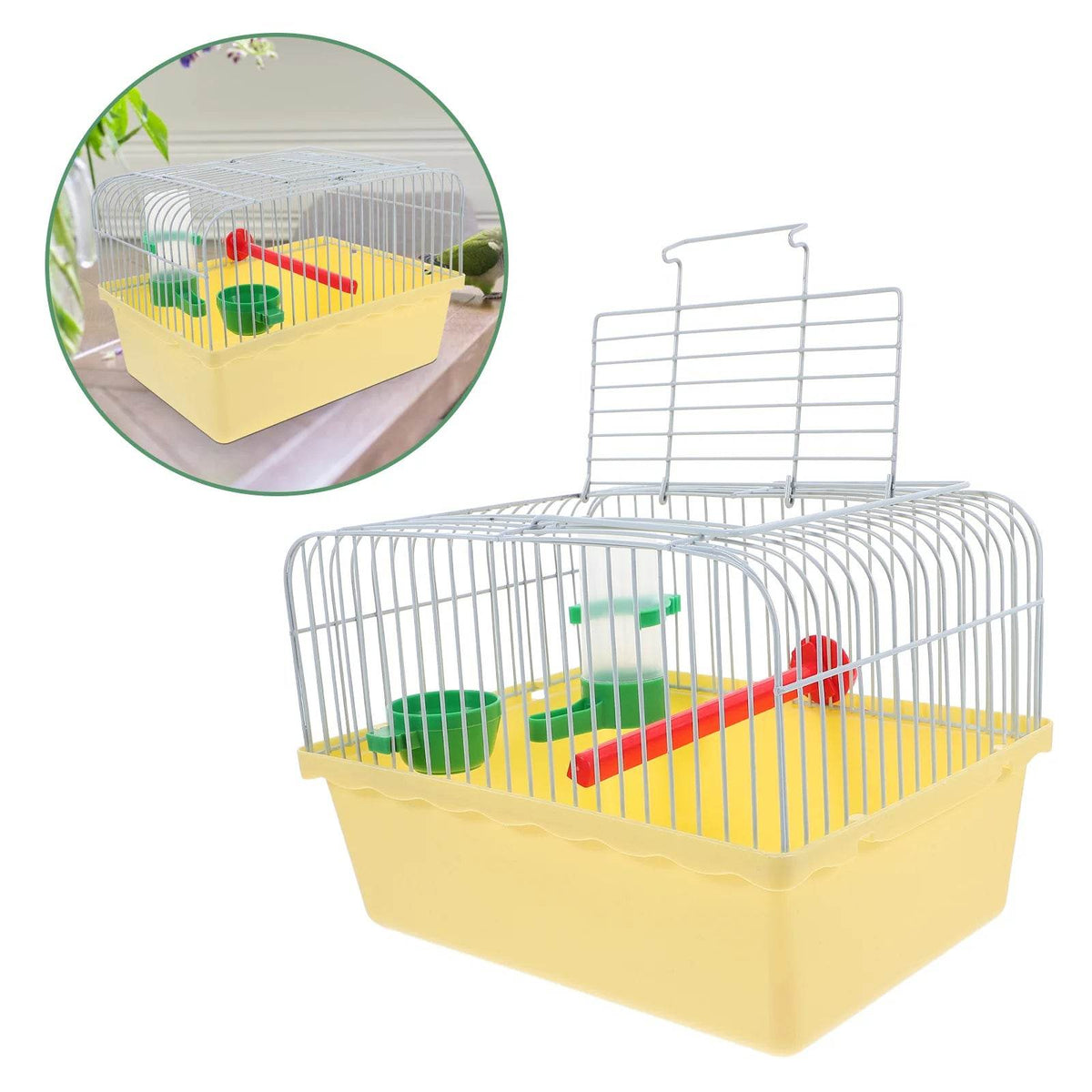Porte-oiseaux spacieux pour voyage, Cage de voyage Portable pour oiseaux avec perche, boîte de nourriture, abreuvoir, sortie pour perroquet, Cage de transport légère - Animaleriex