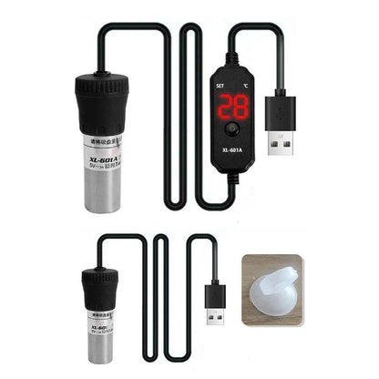 Chauffage d'aquarium réglable submersible 20 W/25 W avec affichage numérique, contrôleur de température externe 18-34 °C USB Mini - Animaleriex