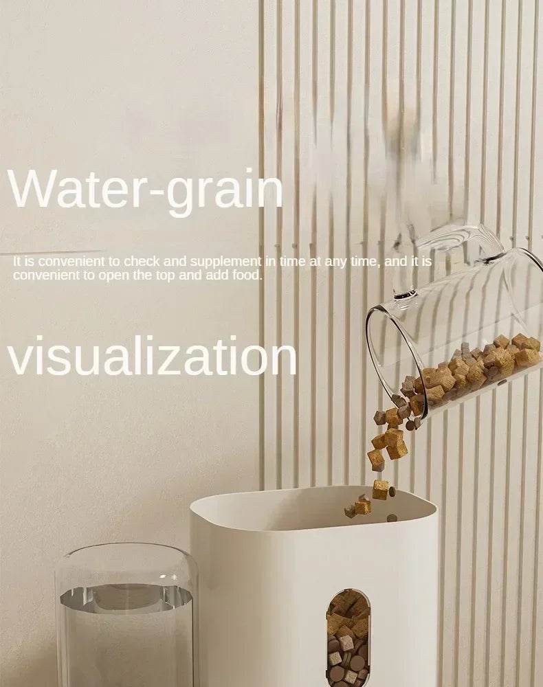 Mangeoire automatique chat chien bol de nourriture avec fontaine d'eau animal de compagnie grande capacité support surélevé bol pour chat abreuvoir accessoires - Animaleriex