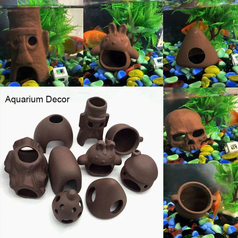 Décoration d'aquarium en céramique, abri pour poissons et crevettes, poterie, maison de Scorpion, Simulation de pierre, décor d'aquarium idéal - Animaleriex