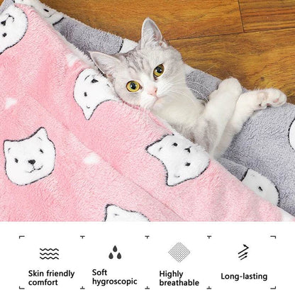 Tapis de couchage épais en flanelle respirant pour chat, coussin doux pour petit chien, couverture chaude d'hiver pour chat - Animaleriex