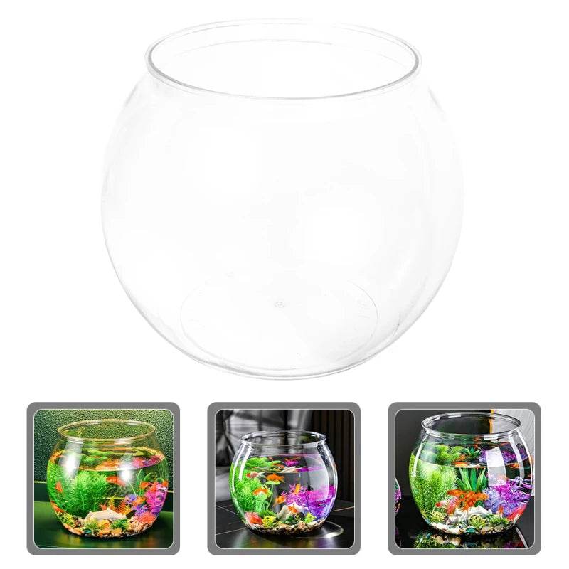 Bol à poisson rond transparent en plastique, Pot de réservoir pour Aquarium, Pot pour la neige, salon, table, Aquarium écologique - Animaleriex