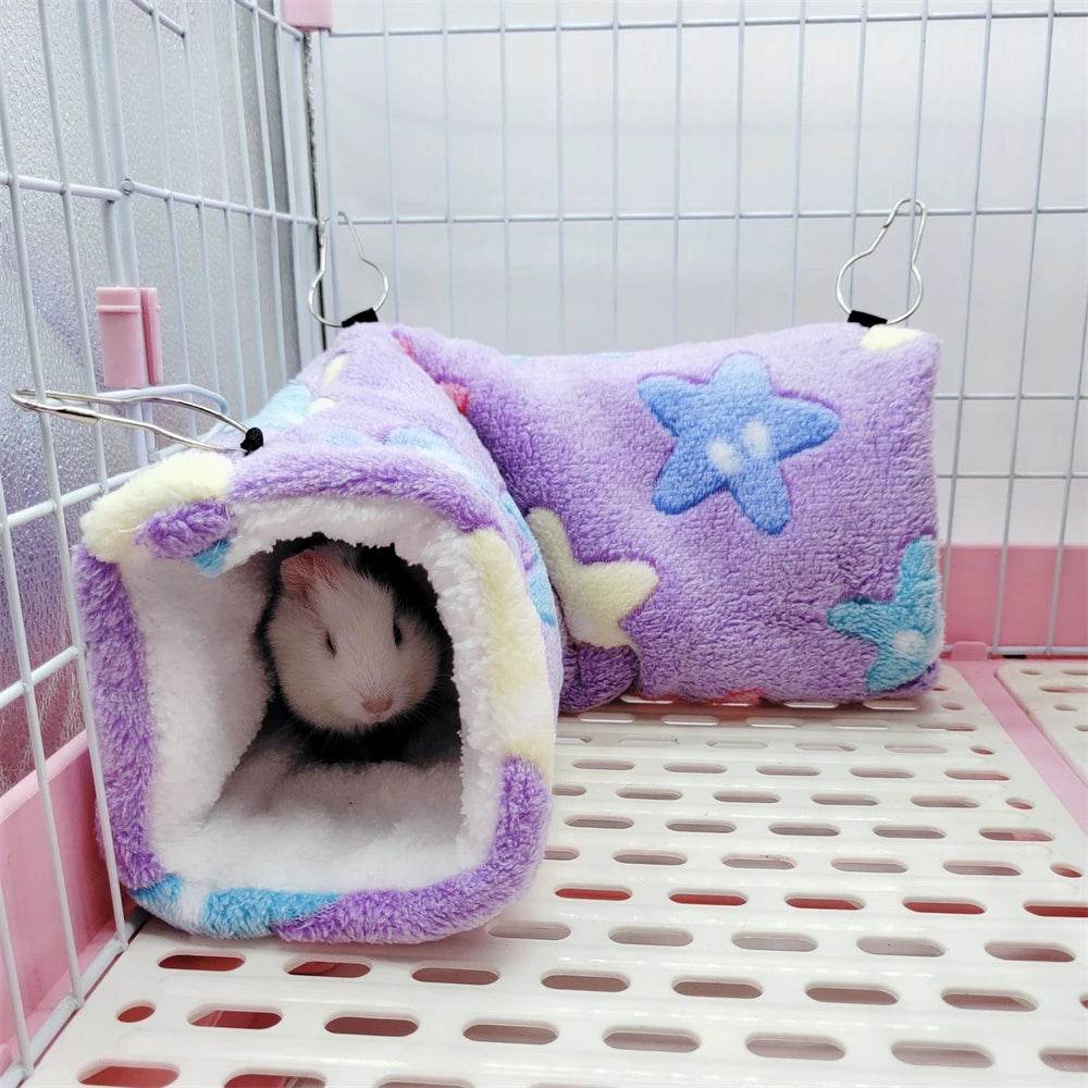 Hamsters en peluche en coton Solf en forme de cœur, Tunnels de jeu, nid chaud d'hiver pour furet, cochons d'inde, écureuils, petits jouets pour animaux de compagnie, accessoires - Animaleriex